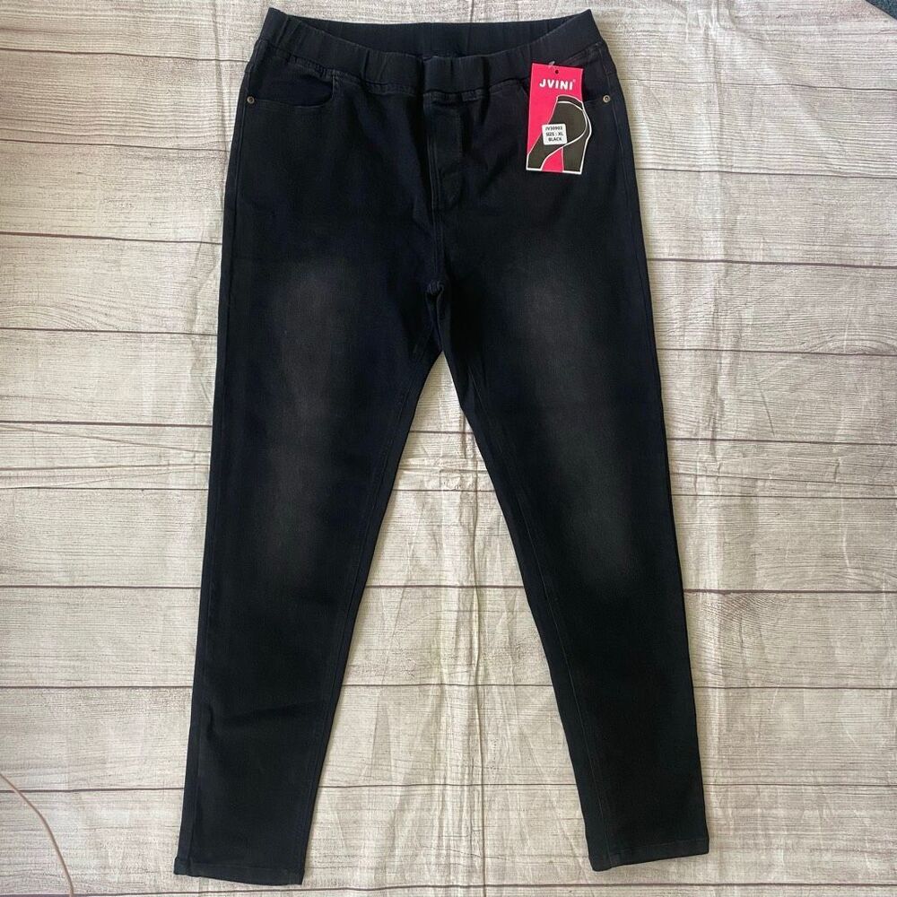 Jvini women XL body sculpting super stretch perfect fit ponte pants black new